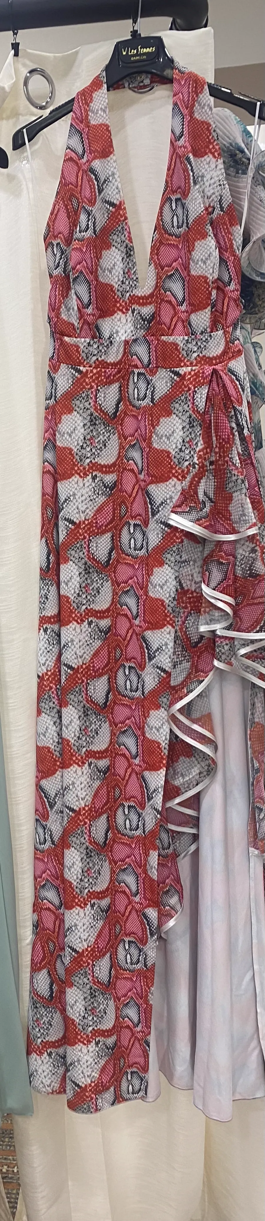 Abito a fantasia rossa stile snake-print